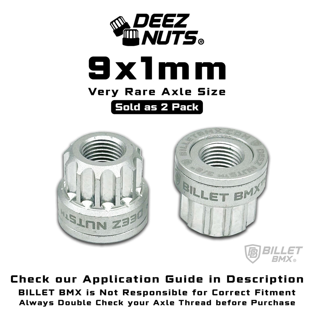 BILLET BMX Deez Nuts 12 Point Bike Axle Nuts 9x1mm SPECIAL SIZE FOR ZOOZ FRONT (2-Pack)