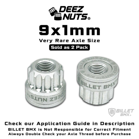 BILLET BMX Deez Nuts 12 Point Bike Axle Nuts 9x1mm SPECIAL SIZE FOR ZOOZ FRONT (2-Pack) Bicycle Axle Nut BIL-DZNUT-9X1-12-BLK