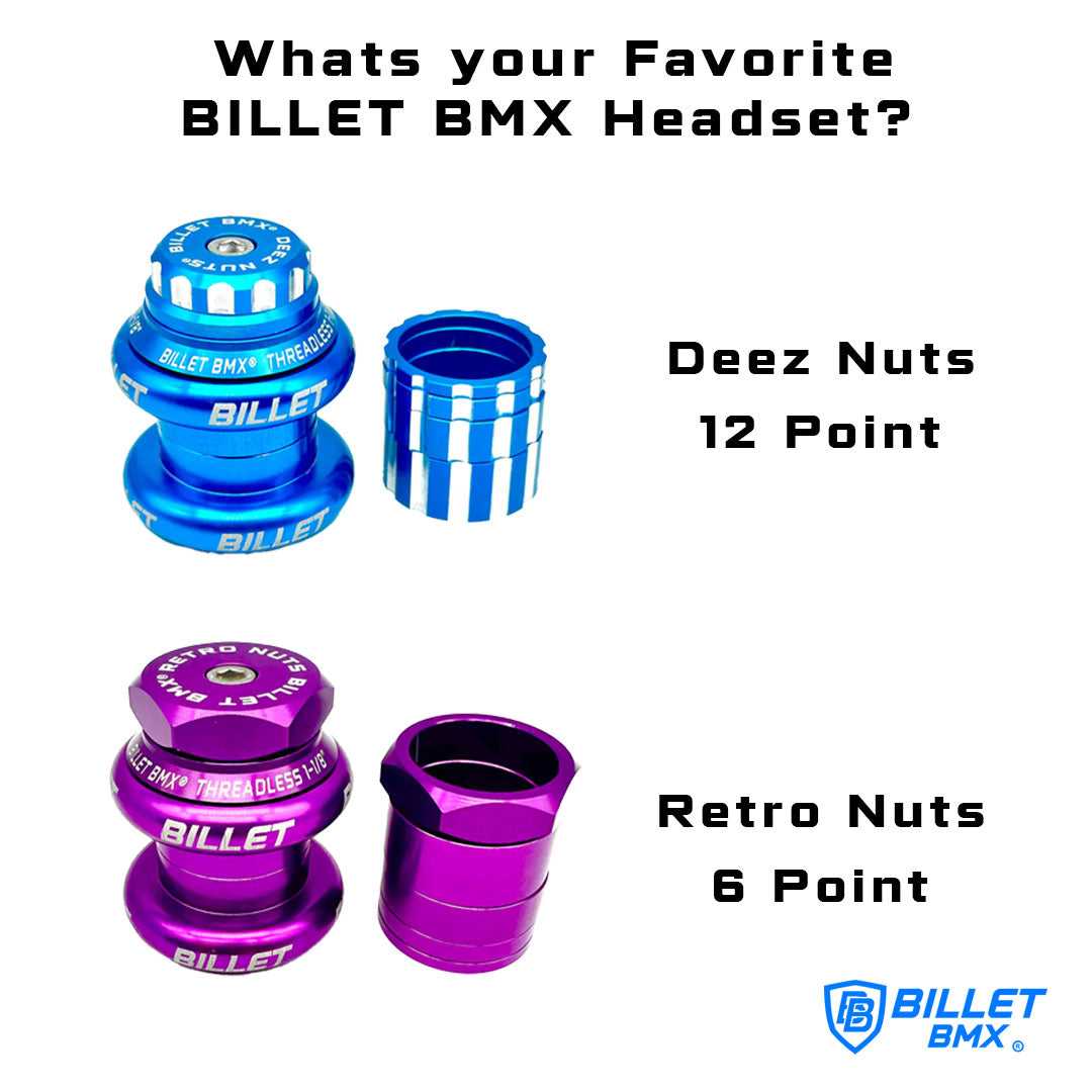 BILLET BMX RETRO NUTS 6 POINT THREADLESS HEADSET KIT 1-1/8 HEADSET BIL-HEADSET-RETRONUT-1-1/8-RED