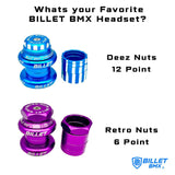 BILLET BMX RETRO NUTS 6 POINT THREADLESS HEADSET KIT 1-1/8 HEADSET BIL-HEADSET-RETRONUT-1-1/8-RED