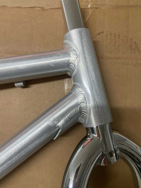 R4 Retro 6061 Aluminum 29" Pro BMX Frame & Chrome Fork, Raw W/ Clear Coat Decals Included BMX Frames sku-41549724254379