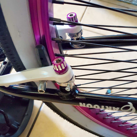 BILLET BMX™ Deez Nuts™ 12 Point Brake Bolts for V-Brakes and Disc Brakes (2 Pack) Bicycle Axle Nut BIL-DZBLT-6MM-12-RED