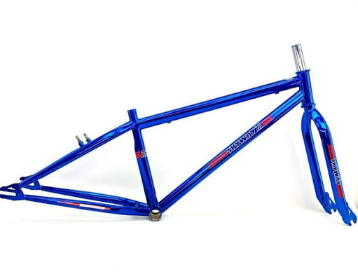 SKYWAY 26" T/A PRO XL FRAME, FORK AND HANDLEBAR SET - CANDY CHROME BLUE
