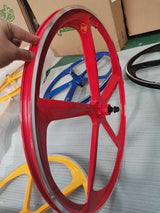 29″ CNC BMX Cruiser 5-Spoke Alloy Rims Bicycle Sealed Wheel Set, Ferrari Red, CNC for Pad Brakes sku-45758174036139