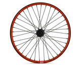 20" RAMPAGE PRO STREET FRONT FEMALE AXLE WHEEL, ORANGE / BLACK SPLATTER Bicycle Wheels S2497