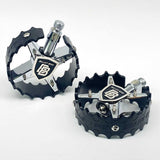 BILLET BMX SHIELD CHROME PRO SERIES ROUND PEDAL SET 9/16 PEDALS BIL-PED-RND-SHIELD-CHR-RED