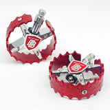 BILLET BMX SHIELD CHROME PRO SERIES ROUND PEDAL SET 9/16 PEDALS BIL-PED-RND-SHIELD-CHR-RED