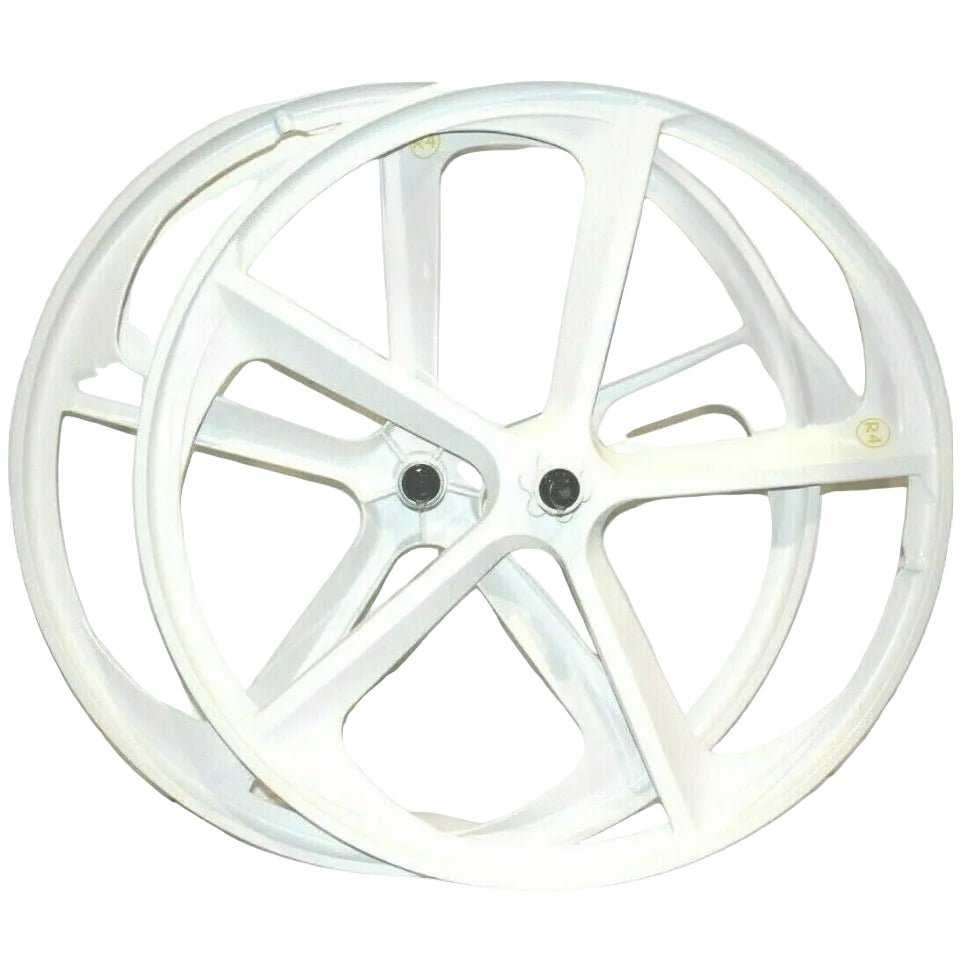 R4 Premium 29″ BMX 5-Spoke Alloy Bicycle Sealed Wheel set, White, Non CNC For Disc Brakes 29" BMX Mags 10