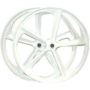R4 Premium 29″ BMX 5-Spoke Alloy Bicycle Sealed Wheel set, White, Non CNC For Disc Brakes 29" BMX Mags 10