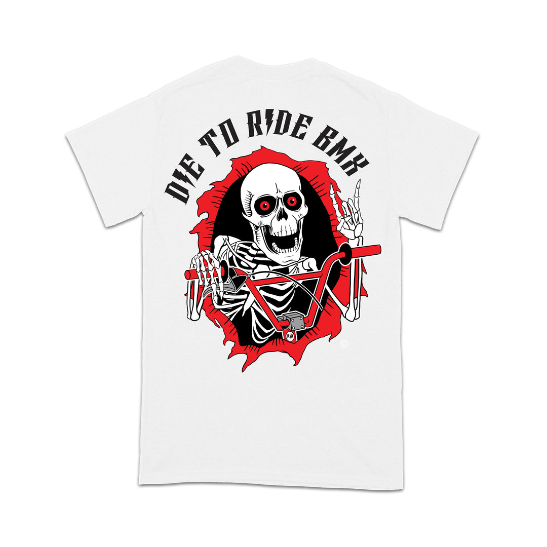 Die to Ride BMX - Big Skull Ripper - Mens T-Shirt - White