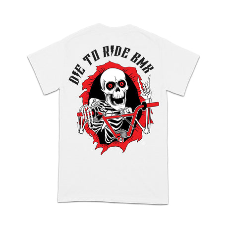 Die to Ride BMX - Big Skull Ripper - Mens T-Shirt - White T-Shirt R/D100WH01-M