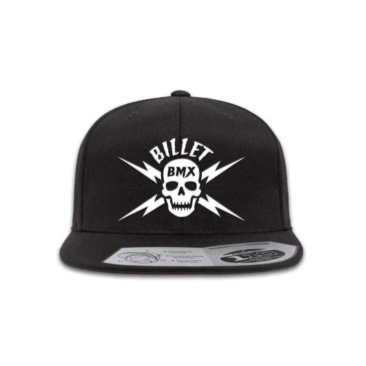 BILLET BMX SKULL PREMIUM WOOL SNAPBACK HAT BLACK BIL-110F-3-BLK-WHT