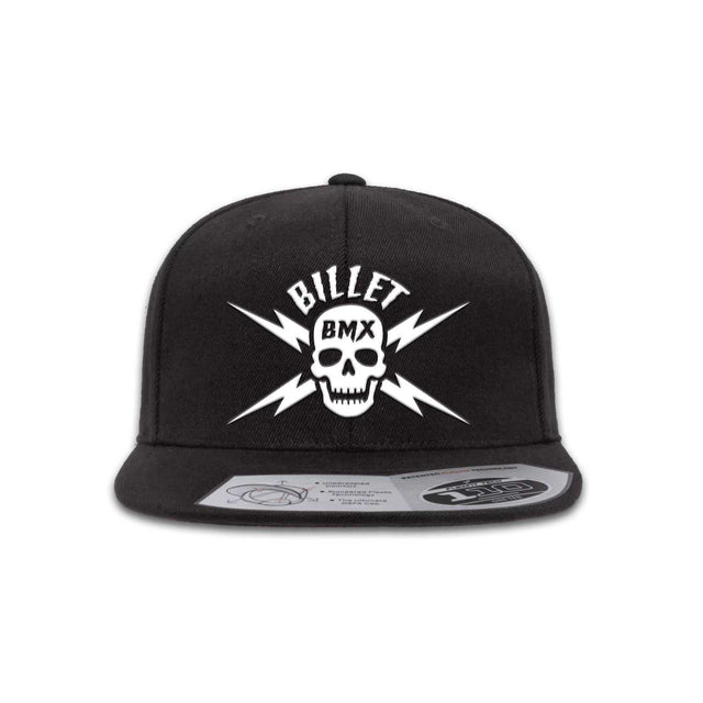 BILLET BMX SKULL PREMIUM WOOL SNAPBACK HAT BLACK BIL-110F-3-BLK-WHT