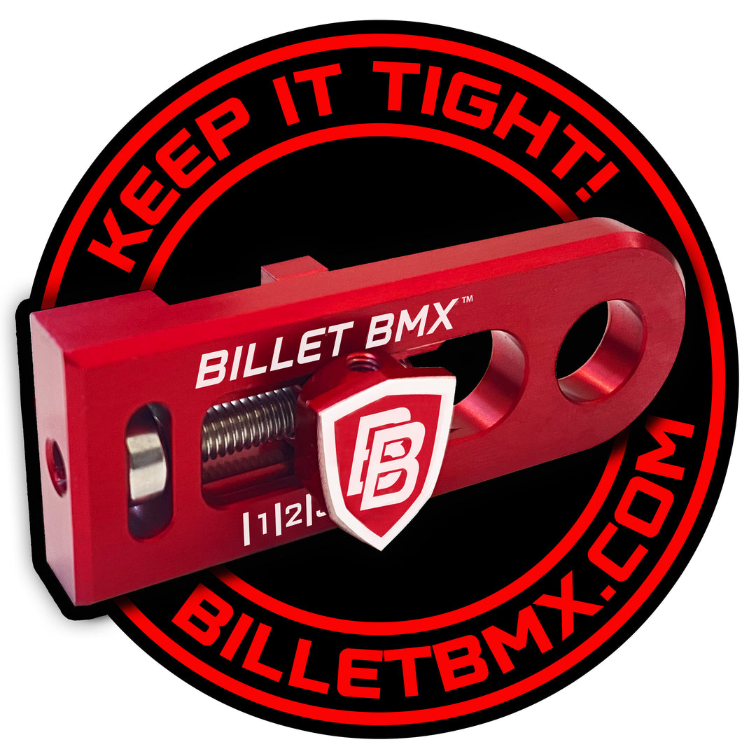 BILLET BMX KEEP IT TIGHT! CHAIN TENSIONER STICKER 4"