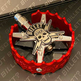 BILLET BMX SKULL CHROME PRO SERIES ROUND PEDAL SET 9/16 PEDALS BIL-PED-RND-SKULL-CHR-RED