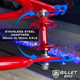 BILLET BMX Chain Tensioners for RACE INC Frame 20mm to 10mm Axle Kit CHAIN TENSIONERS BIL-TENSIONER-20X10-RED