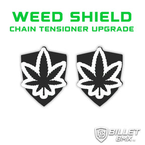 BILLET BMX WEED LEAF SHIELD UPGRADE FOR CHAIN TENSIONERS (2 Pack) CHAIN TENSIONERS BIL-SHIELD-WEED-GRN